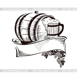 Beer label with empty tape - color vector clipart