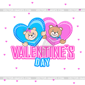 Valentines day greeting card with a teddy bear  - vector clip art