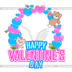 Valentines day greeting card with a teddy bear  - vector image