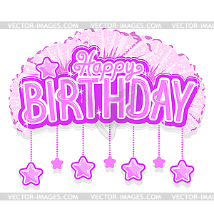 Happy birthday pink  - vector image