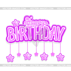 Happy birthday pink  - vector image