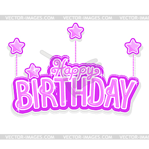 Happy birthday pink  - vector clip art