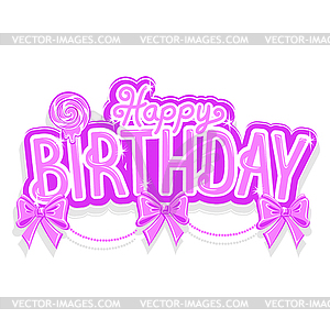 Happy birthday pink  - color vector clipart