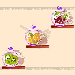 Fruit in a glass jar - vector clip art