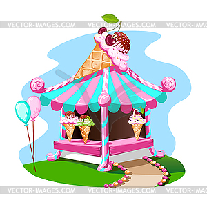 Ice cream stall  - vector clipart