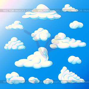 Набор мультяшных облаков - векторное графическое изображение