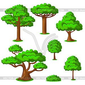 Набор мультяшных деревьев - изображение в векторном виде