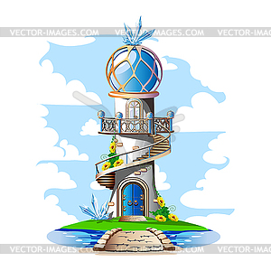 Blue fairy castle - vector clip art