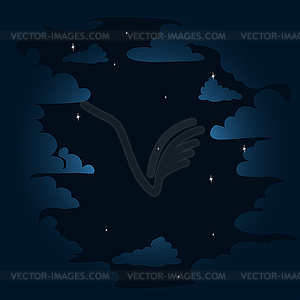 Starry sky in clouds - royalty-free vector clipart