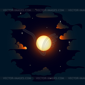 Starry sky in clouds - vector image