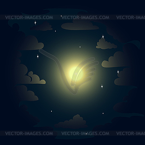 Звездное небо в облаках - векторное изображение