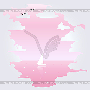 Background with clouds and sea - vector clipart