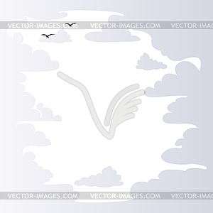 Background with white clouds - vector clip art
