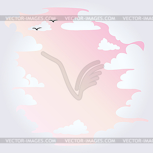 Background with white clouds - color vector clipart