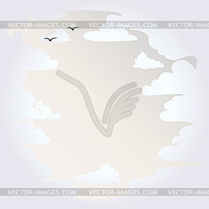 Background with white clouds - vector image