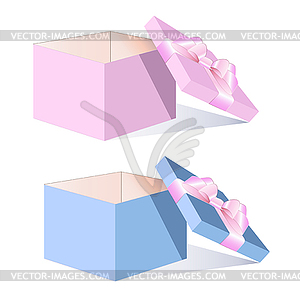 Empty box with pink bow - vector image