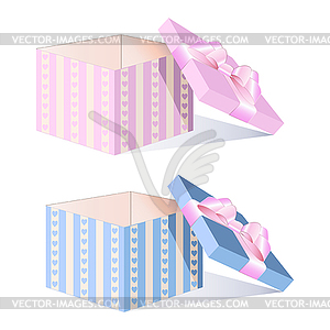 Empty box with pink bow - vector clip art