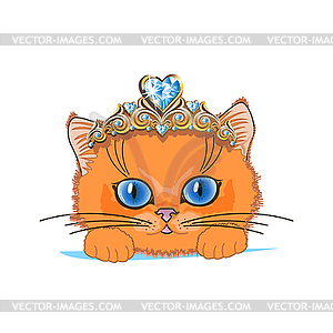 Cat with gold tiara - vector image