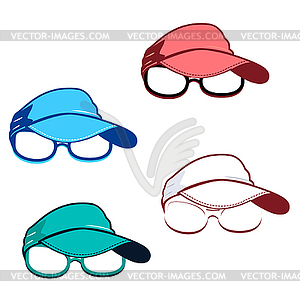 Set of caps and glasses - vector image