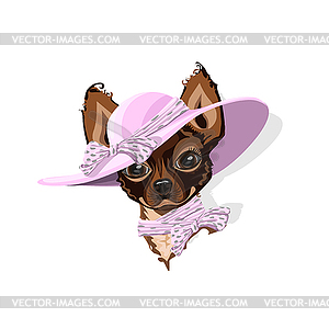 Doggie in summer hat - vector clipart