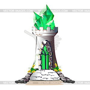 Fairytale tower with crystals - vector clip art