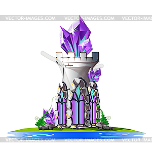 Сказочная башня с кристаллами - цветной векторный клипарт
