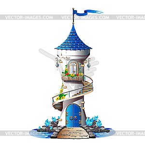 Fairytale tower with crystals - vector clipart
