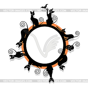 Halloween background with black cat - vector clip art