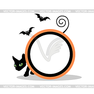 Halloween background with black cat - vector clipart
