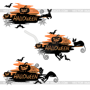 Набор праздничных ярлыков для Хэллоуина - векторный клипарт / векторное изображение