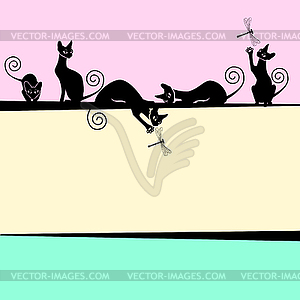 Frame with black cats - vector clipart