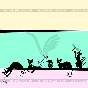 Frame with black cats - vector image