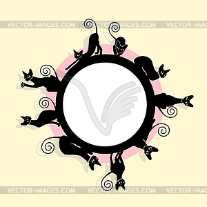 Frame with black cats - vector clipart