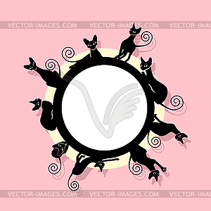 Frame with black cats - vector image