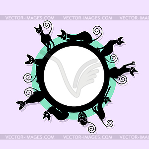 Frame with black cats - vector image