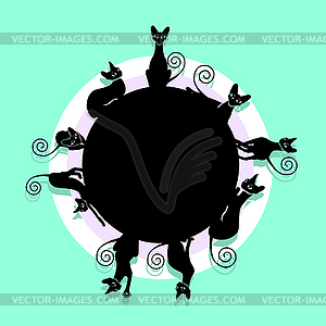 Frame with black cats - vector clipart