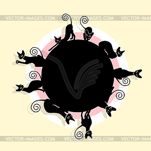 Frame with black cats - vector image