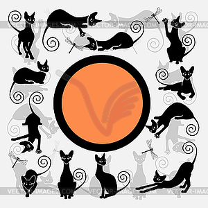 Frame with black cats - royalty-free vector clipart