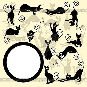 Frame with black cats - vector image