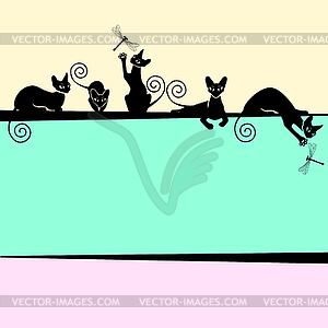 Frame with black cats - vector clipart