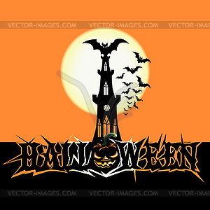 Плакат на Хэллоуин с замком - изображение в векторном виде