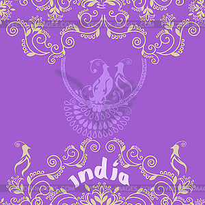 Card with Indian ornament - vector clipart