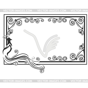 Lacy frame with bird - vector image