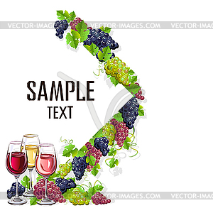 Card template with glasses of wine - vector clip art