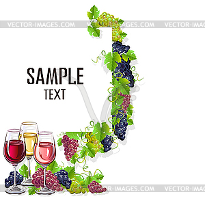 Card template with glasses of wine - color vector clipart