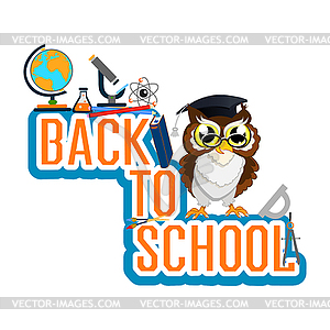 School background with owl - vector clipart / vector image