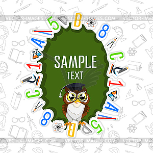School background with owl - vector clipart