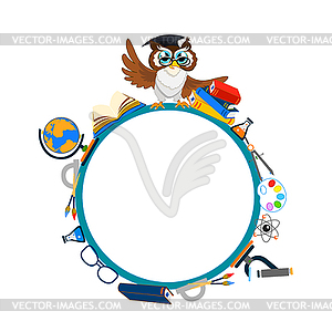 School background with owl - vector clip art