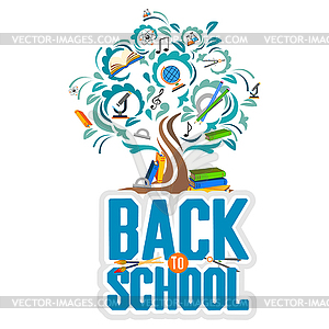 School background with tree - vector clipart