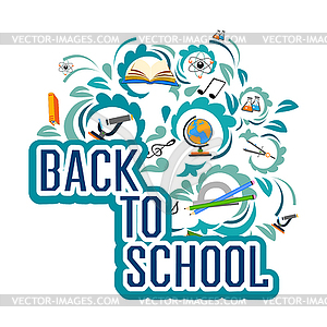 School background with tree - vector clipart